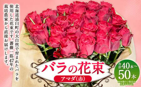 バラの花束 アマダ（赤）（40‐50本）| 花 バラ 薔薇 ローズ 生花 花束 ブーケ 赤 贈り物 プレゼント ギフト【2025年5月下旬～11月下旬まで発送予定】