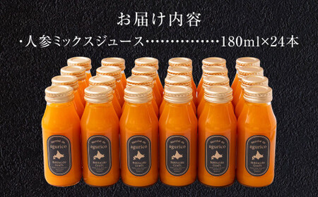 北海道産 agurico 人参ミックスジュース 180ml×24本 合計4.32L 人参 にんじん ニンジン にんじんジュース ミックスジュース 飲料 常温 北海道 浦臼町