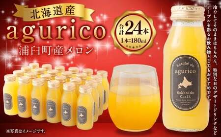 agurico 浦臼町産 メロン 180ml×24本 計4.32L メロンジュース ジュース キングメルティー フルーツ 果物 北海道 浦臼町