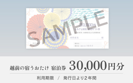 宿泊券 越前の宿 うおたけ（ 30,000円分 ) 【温泉 旅行 利用券 宿泊 温泉宿 2年間有効期限】 [e65-j001]
