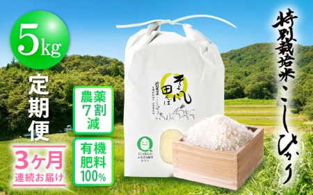 米 定期便 ≪3ヶ月連続お届け≫ 特別栽培米 コシヒカリ 5kg × 3回 令和