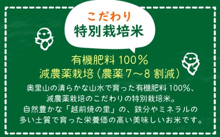 米 定期便 ≪3ヶ月連続お届け≫ 特別栽培米 コシヒカリ 10kg × 3回 福井県産米（有機肥料100% 農薬7割減）【令和6年産 新米 人気品種 こしひかり 計30キロ】 [e10-h001]