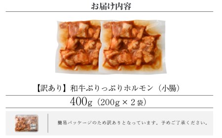 【訳あり】ホルモン  黒毛和牛 400g 特製タレ味付き 国産牛 冷凍  小分け【 小腸 】[e02-a015]