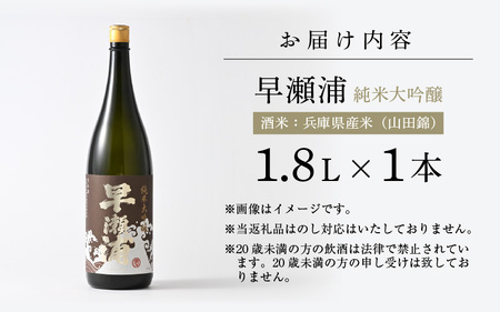 入手困難【早瀬浦】純米大吟醸 1800ml × 1本(のし無し)【日本酒 地酒 福井 美浜 早瀬 フルーティ 男酒 硬水 ミネラル 希少 ご褒美 家飲み 敬老の日 プレゼント】[m16-e006]