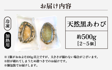 黒あわび  約500g (2～5個)【加熱用】天然 冷凍 あわび [m17-b001]
