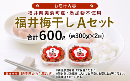 福井 梅干し Aセット（300g × 2個）【梅干 梅 うめ ウメ 無添加 しそ しそ梅 人気 敬老の日 ギフト プレゼント】[m20-a007]