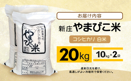 米 令和5年産 コシヒカリ 計20kg（10kg × 2袋）新庄やまびこ米（白米） [m23-c001]