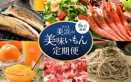 定期便 ≪6ヶ月連続お届け≫ 美浜の美味いもん定期便！ 計6回 若狭牛 越前甘えび 人気の飲むゼリーなど 海鮮定期便 [m60-f003]