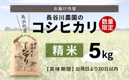【令和7年産・新米】長谷川農園の コシヒカリ 白米 5kg【お米 こしひかり 5キロ 精米 ブランド米 ふるさと納税米 産地直送】 [m22-a008]