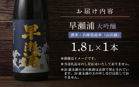 入手困難【数量限定】※今季4本のみの限定品※冷温熟成【早瀬浦】大吟醸 1800ml（熟成酒） 【日本酒 地酒 福井 美浜 早瀬 フルーティ 男酒 硬水 ミネラル 希少 ご褒美 家飲み 就職祝い 転職祝い ハレの日】[m16-f002]