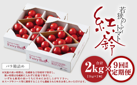 定期便 ≪9ヶ月連続お届け≫ フルーツミディトマト 約2kg(1kg×2箱）× 9回 トマト 野菜   [m37-i001]