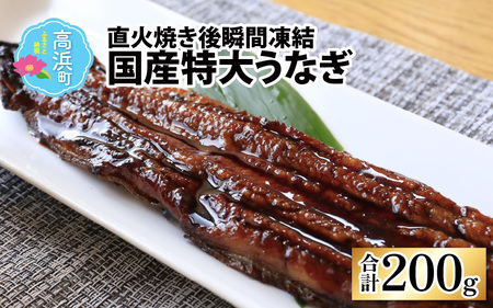 国産特大うなぎ　直火焼き後瞬間凍結　秘伝のタレ付き【急速冷凍】（プロトン凍結）