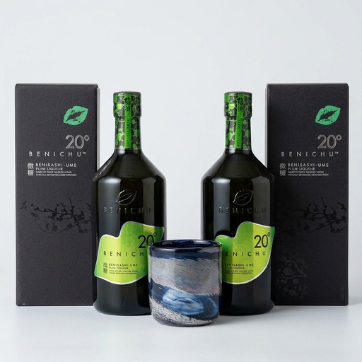 微糖の梅酒BENICHU20°とロックグラスのセット お酒 洋酒 リキュール