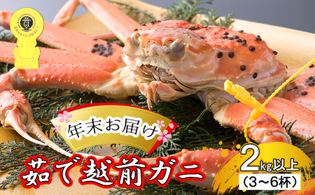 茹で越前ガニ【年末お届け】食通もうなる本場の味をぜひ、ご堪能ください。約2kg以上(3~6杯)訳あり(脚折れ含む)越前がに 越前かに ずわいがに かに カニ ボイルガニ