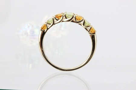 K10YGシトリン＆ペリドットリング【KE-1804】