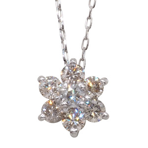 K18WG フラワーモチーフダイヤモンドペンダントHTOP-0013