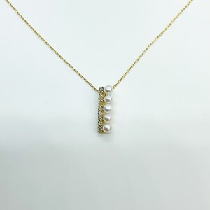 K18 あこやベビーパール バーチカルペンダントネックレス(PN6112)