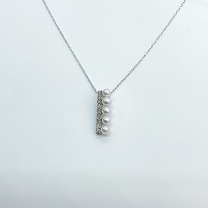K18WG あこやベビーパール バーチカルペンダントネックレス（PN6112）