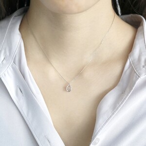 ダンシングストーンダイヤペンダント(ネックレス) 10金ホワイトゴールド 0.08ct (FTW-2685)