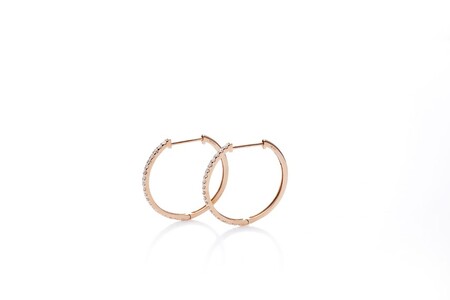 [MADE IN KOFU] K18PG ハーフエタニティダイヤフープピアス Lサイズ 0.5ct TI-1017