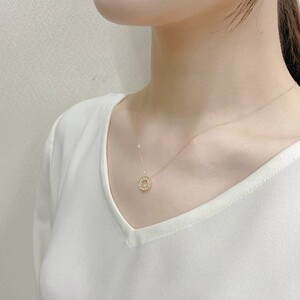 K18YG　ダイヤモンドサークルペンダント　K05117-H