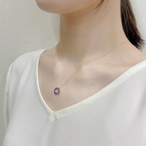 K18YG　サファイヤサークルペンダント　K05119-H