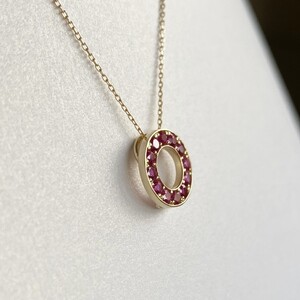 K18YG　ルビーサークルペンダント　K05121-H