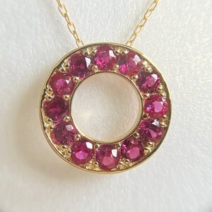 K18YG　ルビーサークルペンダント　K05121-H