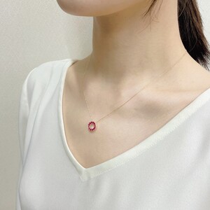 K18YG　ルビーサークルペンダント　K05121-H