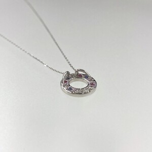 PT900 ルビー サファイヤ ダイヤモンド サークルペンダント K05122-H