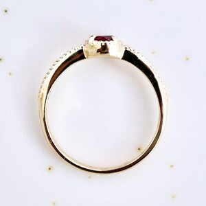 【ジュエリー】K10 イエローゴールド ガーネット 一粒石 シンプル リング 指輪 保証書付　NR-1838