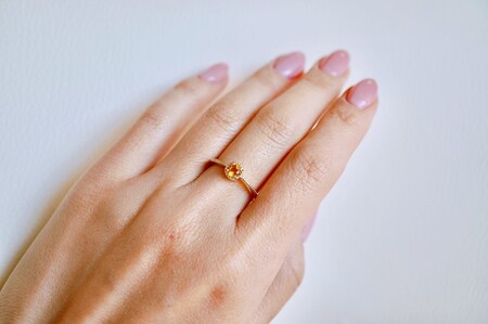 【ジュエリー】K10 イエローゴールド シトリン 一粒石 シンプル リング 指輪 保証書付　NR-1838