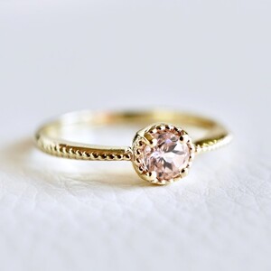 【ジュエリー】K10 イエローゴールド モルガナイト 一粒石 シンプル リング 指輪 保証書付　NR-1838