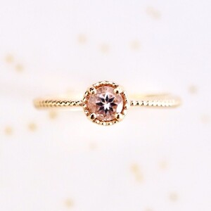 【ジュエリー】K10 イエローゴールド モルガナイト 一粒石 シンプル リング 指輪 保証書付　NR-1838