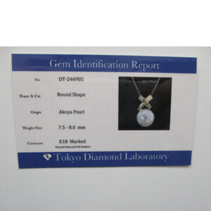 K18YG　あこや真珠（7.5-8mm珠）ダイヤモンド入りペンダント（27）