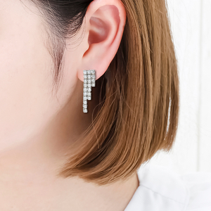 Deliciae PT900 ラインイヤリング ダイヤモンド【トータル3.0ctup】鑑別書付 K06016-H