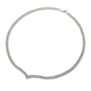 Deliciae　PT900　テニスネックレス　2連V字　ダイヤモンド【324石10.0ctup】鑑別書付　K06019-H