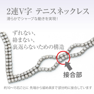 Deliciae　PT900　テニスネックレス　2連V字　ダイヤモンド【324石10.0ctup】鑑別書付　K06019-H