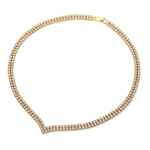 Deliciae　K18YG　テニスネックレス　2連V字　ダイヤモンド【260石20.0ctup】鑑別書付　K06022-H