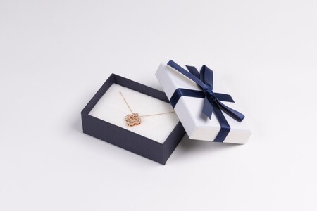 0.35ct K18PGクローバーモチーフネックレス HY-21