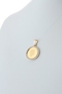 [MADE IN KOFU] 24金 純金 ホースコイン ダイヤ枠 ペンダントトップ Mサイズ 1/10oz TI-1214