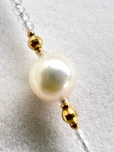 k18アコヤ真珠 ホワイトトパーズ　ステーション　ロングネックレス YF-30