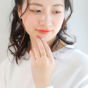 K18　フラワー 透かし模様 リング　27252