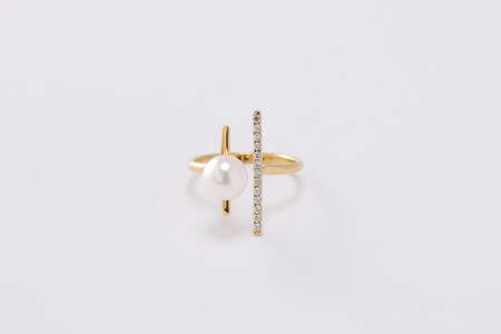 【K18】7.0-7.5mm アコヤ真珠 フリーサイズリング/No.120