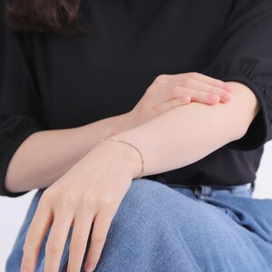 K18YGチェーン ブレスレット 中空 ペーパークリップ 1.7mm 16cm CRP-BR 045