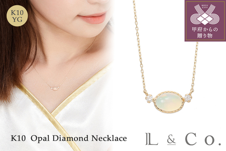 L&Co. K10 オパール　ダイヤモンド　ネックレス　0.02カラット　華奢 Jewel closet by L&Co. ネックレス K10 オパール×ダイヤモンド