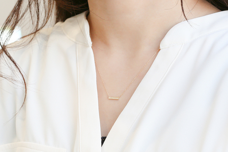 【L&Co.】K10ダイヤモンドストレートバーモチーフネックレス(66-7606)