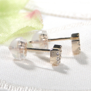 K10YG 馬蹄ダイヤモンドピアス(Fpe002)