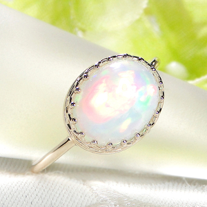 K10YG オパール オーバルリング(Fr001)