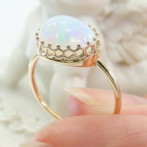 K10YG オパール オーバルリング(Fr001)